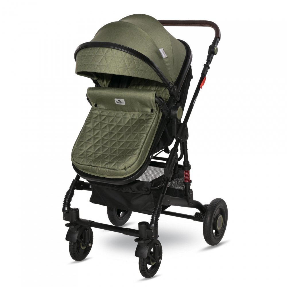 LORELLI Carucior pentru copii Alba Premium Loden Green 0-3 ani landou transformabil adaptori scoica cadru din aluminiu maner ajustabil sezut reversibil suspensii suport pentru sticla bara detasabila maxim 15 kg