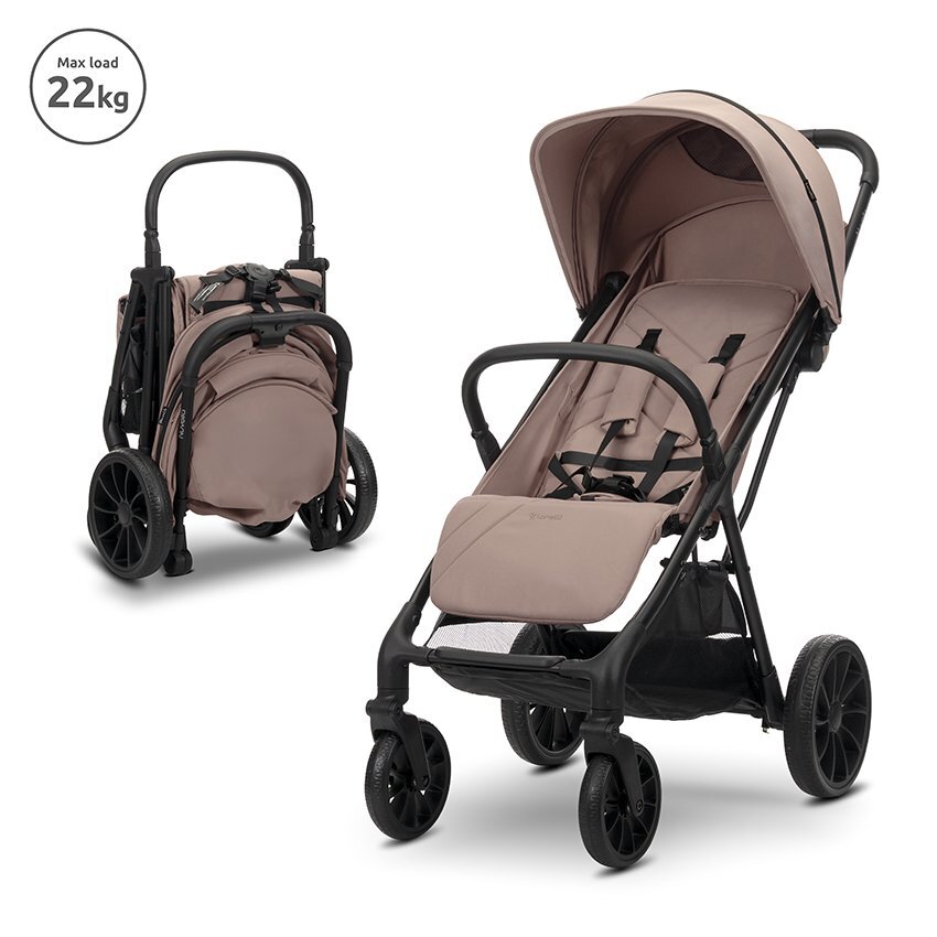 LORELLI Carucior pentru copii Nuvella Beige pliere cu o mana spatar reglabil copertina extensibila 0-48 luni pana la 22 kg