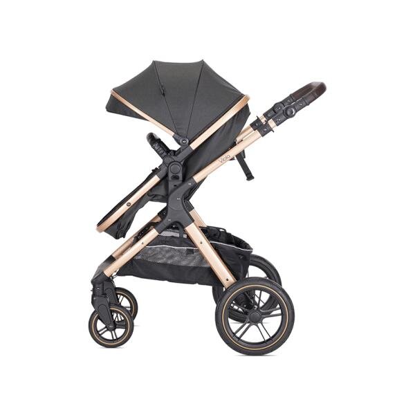 LORELLI Carucior pentru copii Viola Black 3 in 1 cos auto Spirit inclus transformabil sezut reversibil maner ajustabil cadru din aluminiu suspensii bara detasabila pana la 22 kg multiple accesorii