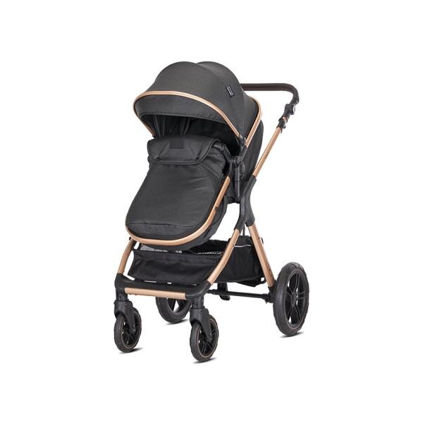 LORELLI Carucior pentru copii Viola Black 3 in 1 cos auto Spirit inclus transformabil sezut reversibil maner ajustabil cadru din aluminiu suspensii bara detasabila pana la 22 kg multiple accesorii