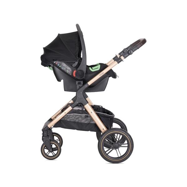 LORELLI Carucior pentru copii Viola Black 3 in 1 cos auto Spirit inclus transformabil sezut reversibil maner ajustabil cadru din aluminiu suspensii bara detasabila pana la 22 kg multiple accesorii