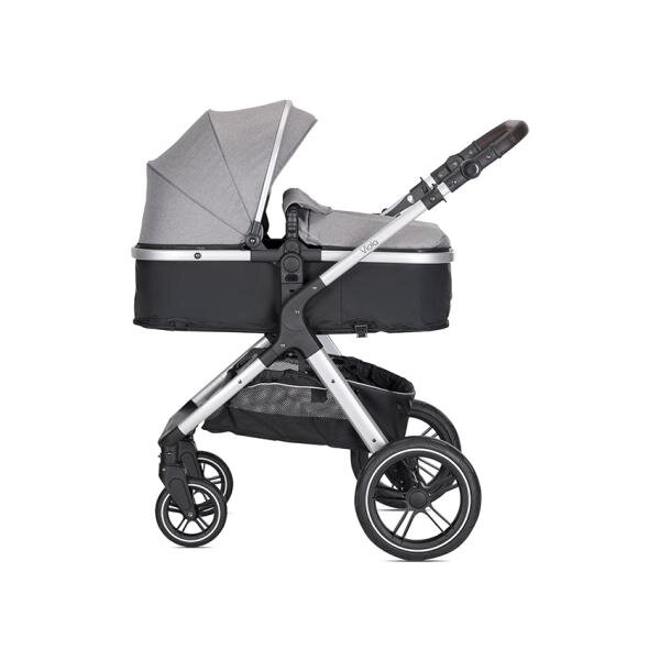 LORELLI Carucior pentru copii Viola Grey 3 in 1 cos auto Spirit inclus transformabil sezut reversibil maner ajustabil cadru din aluminiu suspensii bara detasabila pana la 22 kg multiple accesorii