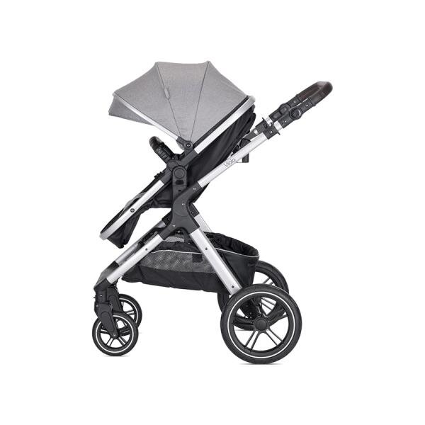 LORELLI Carucior pentru copii Viola Grey 3 in 1 cos auto Spirit inclus transformabil sezut reversibil maner ajustabil cadru din aluminiu suspensii bara detasabila pana la 22 kg multiple accesorii