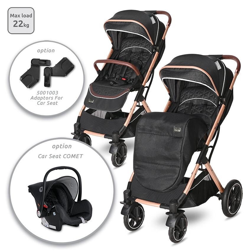 LORELLI Carucior pentru nou-nascut Storm pana la 22 kg cadru aluminiu Luxe Black