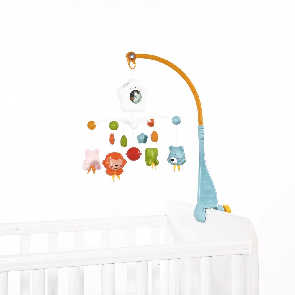 LORELLI Carusel muzical pentru patut cu proiectie Happy Animals blue