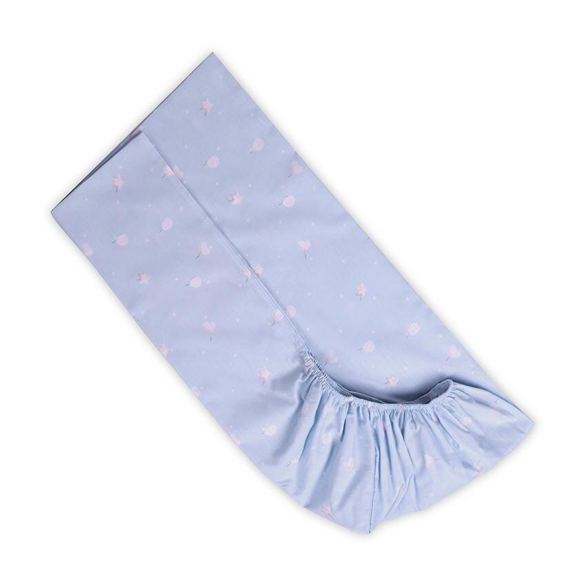 LORELLI Cearceaf cu banda elastica bumbac ranforce 60 x 120 cm Train Blue