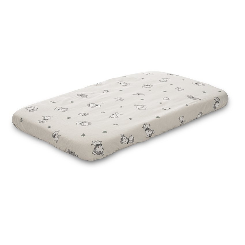 LORELLI Cearceaf cu elastic pentru patut 98x65 cm din bumbac ranforce Beige Jungle