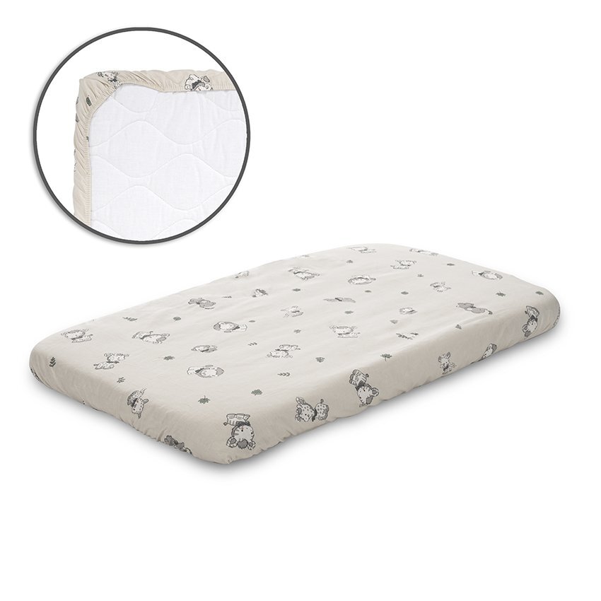 LORELLI Cearceaf cu elastic pentru patut 98x65 cm din bumbac ranforce Beige Jungle
