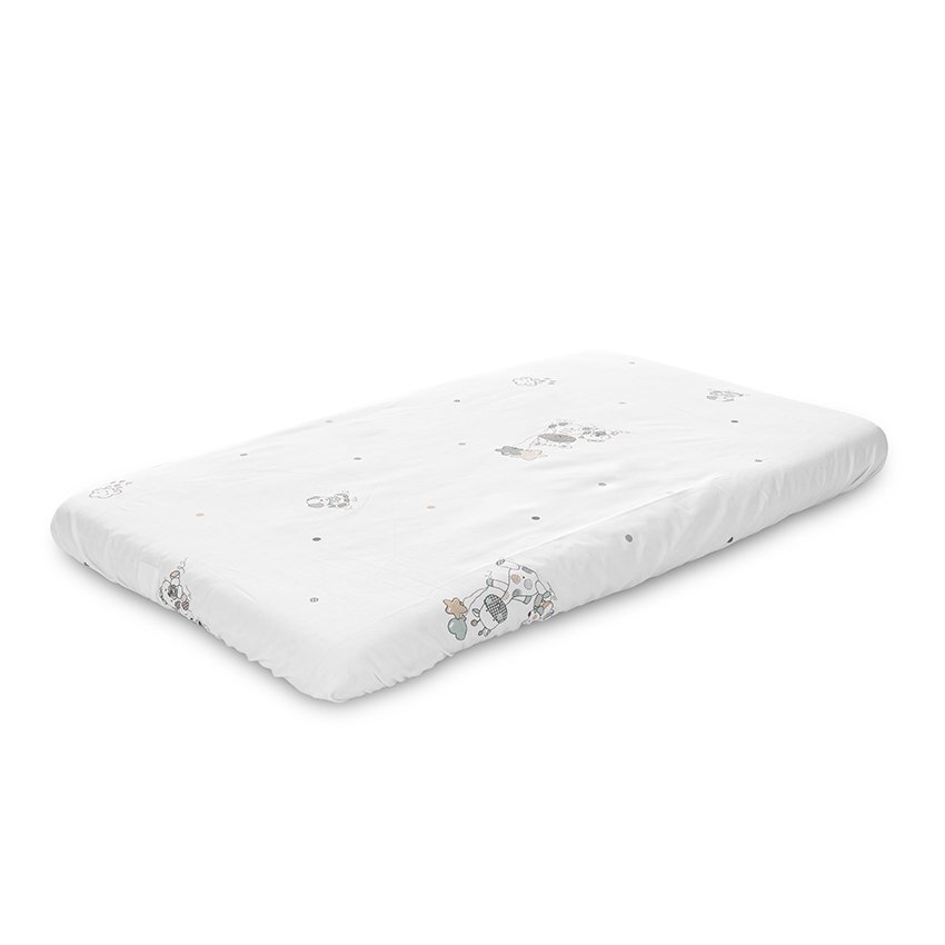 LORELLI Cearceaf cu elastic pentru patut 98x65 cm din bumbac ranforce White Giraffe