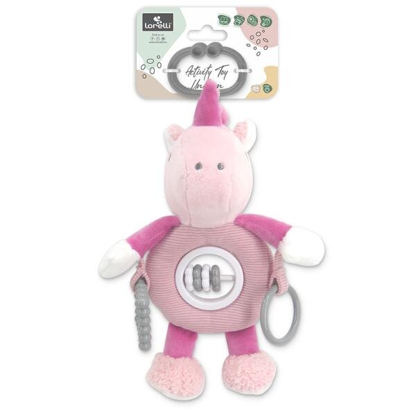 LORELLI Jucarie de plus cu inel pentru agatat Unicorn Roz 24 cm 0 luni+