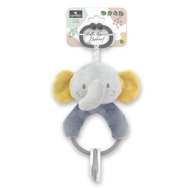LORELLI Jucarie de plus Elefant Gri 20 cm cu forme geometrice zornaitoare 0 luni+