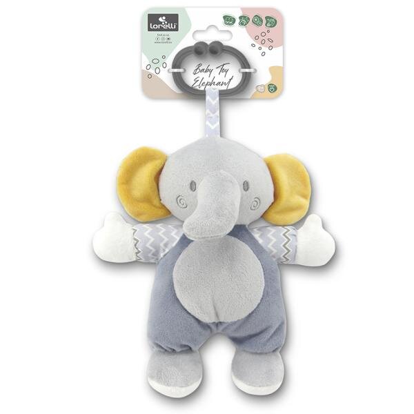LORELLI Jucarie de plus Elefant Gri 22 cm zornaitoare 0 luni+