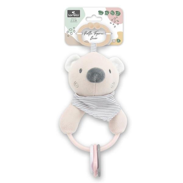 LORELLI Jucarie de plus Ursulet Beige 20 cm cu forme geometrice zornaitoare 0 luni+