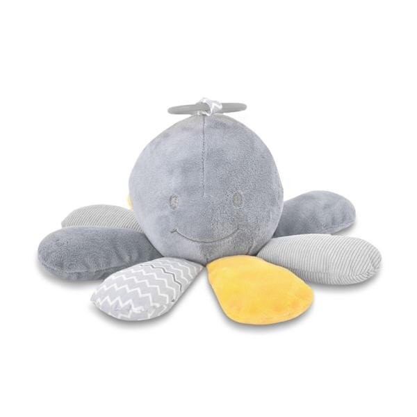 LORELLI Jucarie din plus cu zornaitoare si zona fosnaitoare Octopus Natural Grey 0 luni+