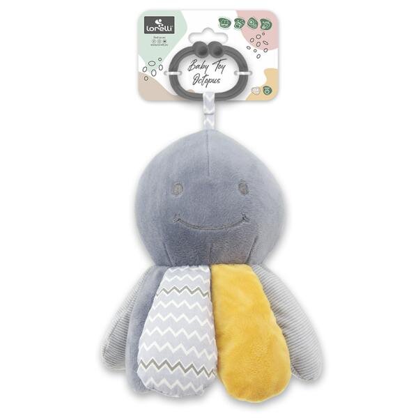 LORELLI Jucarie din plus cu zornaitoare si zona fosnaitoare Octopus Natural Grey 0 luni+