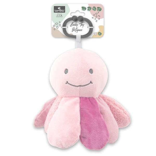 LORELLI Jucarie din plus cu zornaitoare si zona fosnaitoare Octopus Natural Pink 0 luni+