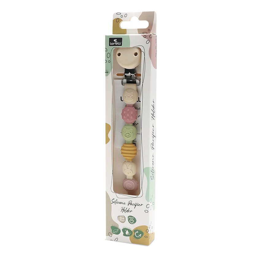 LORELLI Lant pentru suzeta din silicon clips de prindere BPA free Pink Mix