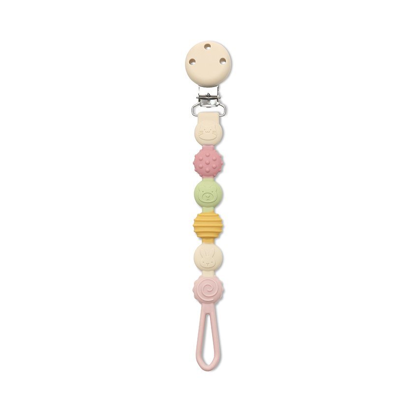 LORELLI Lant pentru suzeta din silicon clips de prindere BPA free Pink Mix