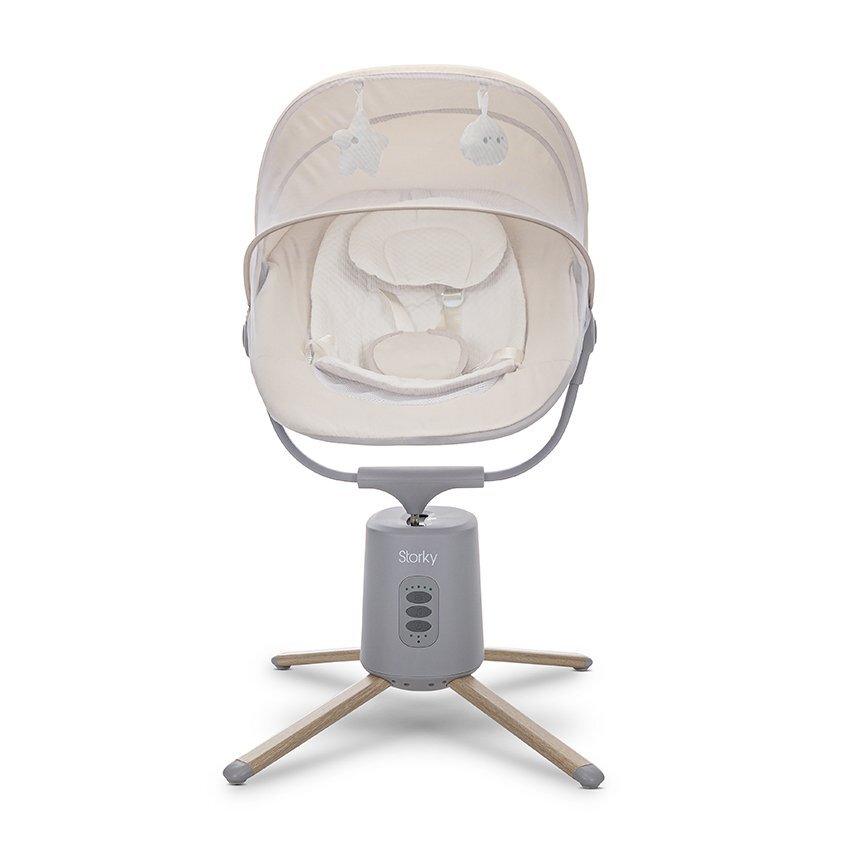 LORELLI Leagan electric pentru bebelusi Storky Beige bluetooth telecomanda 5 viteze de leganare potrivit 0-6 luni