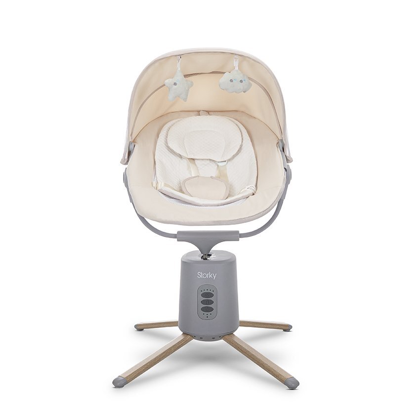 LORELLI Leagan electric pentru bebelusi Storky Beige bluetooth telecomanda 5 viteze de leganare potrivit 0-6 luni