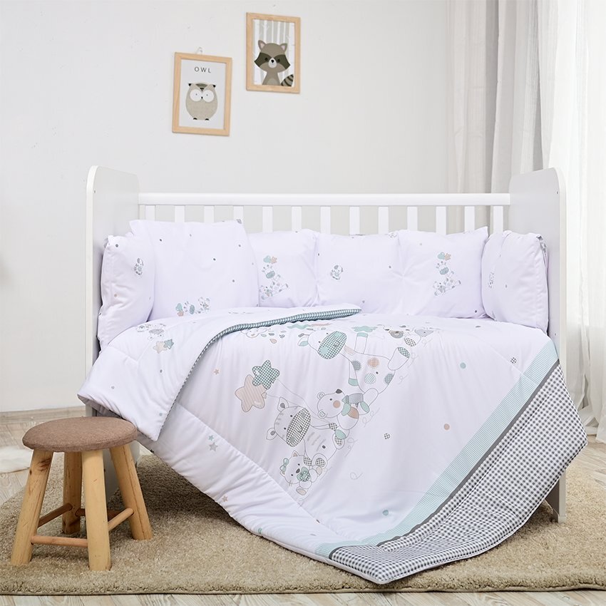 LORELLI Lenjerie cu 7 piese pentru patut 120x60 cm Lily Giraffe din bumbac ranforce