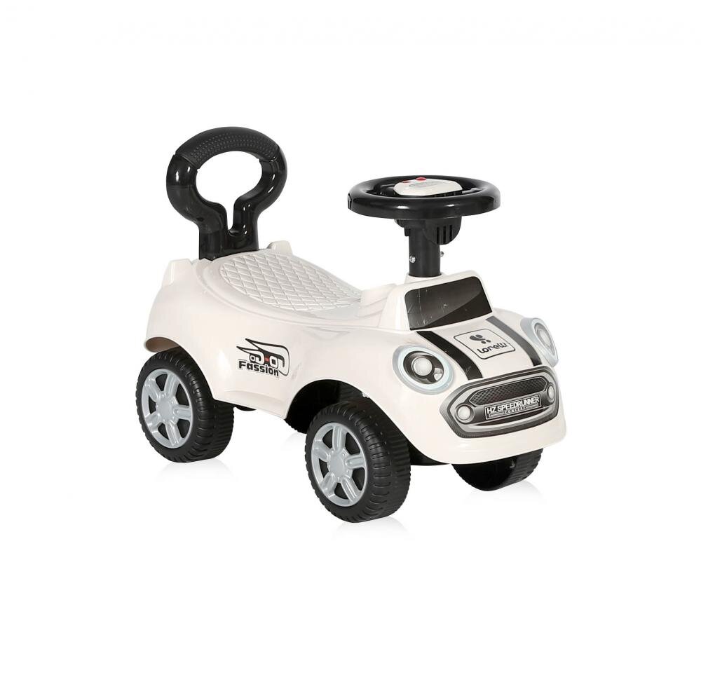 LORELLI Masinuta pentru copii Mini White fara pedale spatar cu functie de impingere protectie impotriva rasturnarii functii muzicale lumini inaltime de la sol la sezut 20 cm