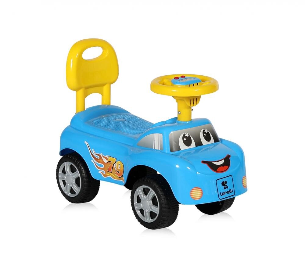 LORELLI Masinuta pentru copii Ride-On fara pedale My Friend Blue muzicala spatar inalt protectie impotriva rasturnarii lumini