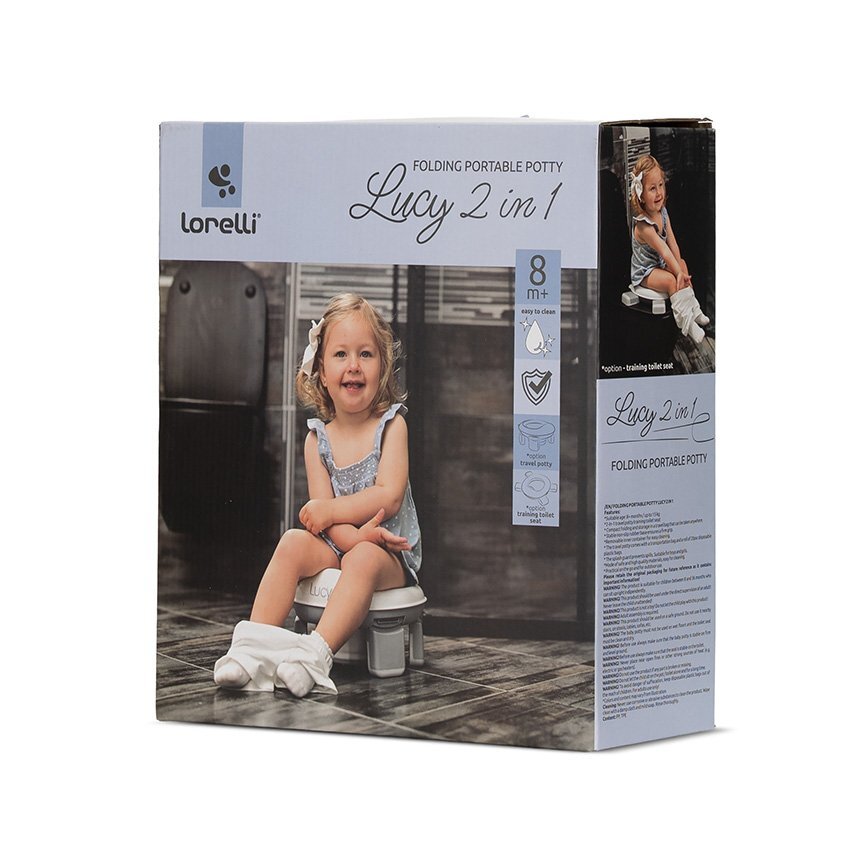 LORELLI Olita pliabila de voiaj 2 in 1 Lucy Grey cu functie reductor WC include geanta de transport si 20 saci de unica folosinta
