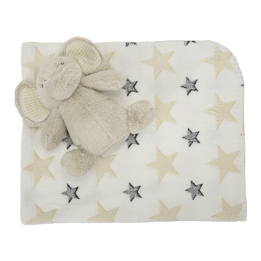 LORELLI Paturica moale cu jucarie din plus Nappy Elefant Beige 90 x 75 cm 0 luni+