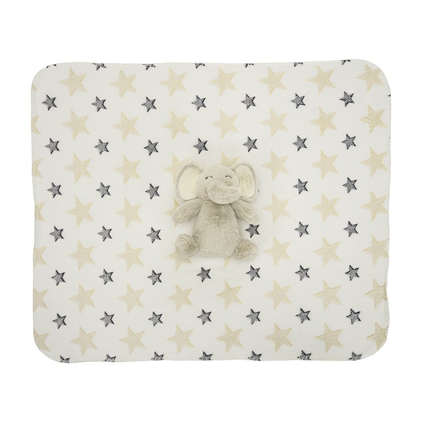LORELLI Paturica moale cu jucarie din plus Nappy Elefant Beige 90 x 75 cm 0 luni+