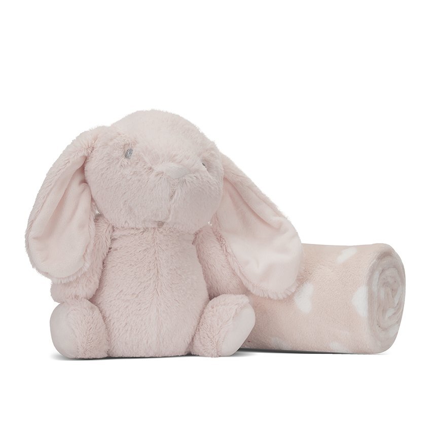 LORELLI Paturica moale cu jucarie din plus Nappy Iepuras Pink 90 x 75 cm 0 luni+