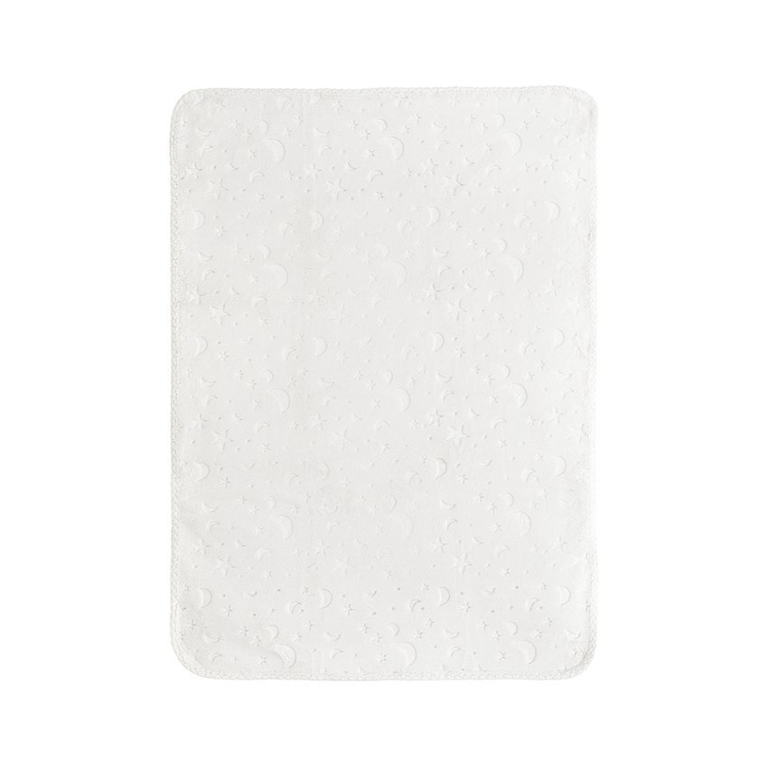 LORELLI Paturica pentru bebelusi Twinkle White material moale model decorativ in relief 80x110 cm 0 luni+