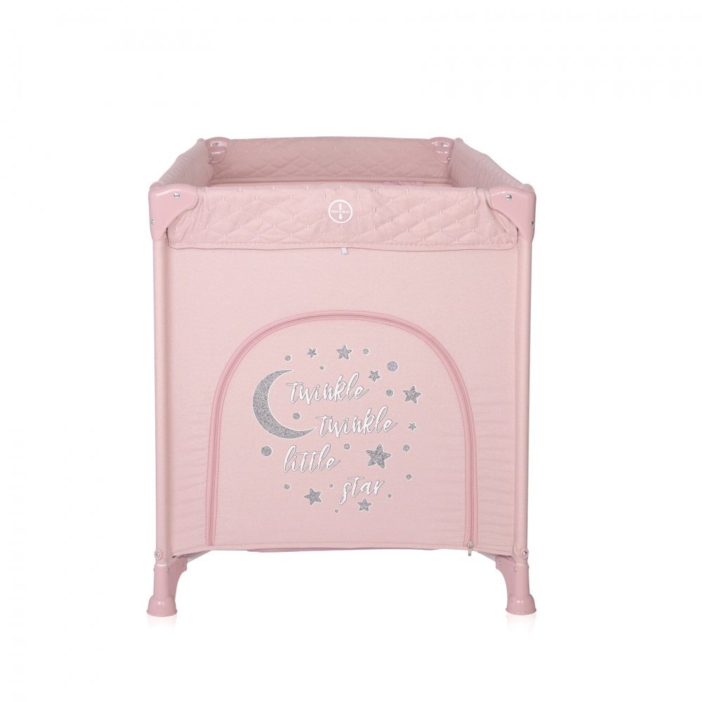 LORELLI Patut Noemi Mellow Rose Star pliabil cu 1 nivel laterala cu fermoar roti cu sistem de blocare salteluta si geanta de transport incluse