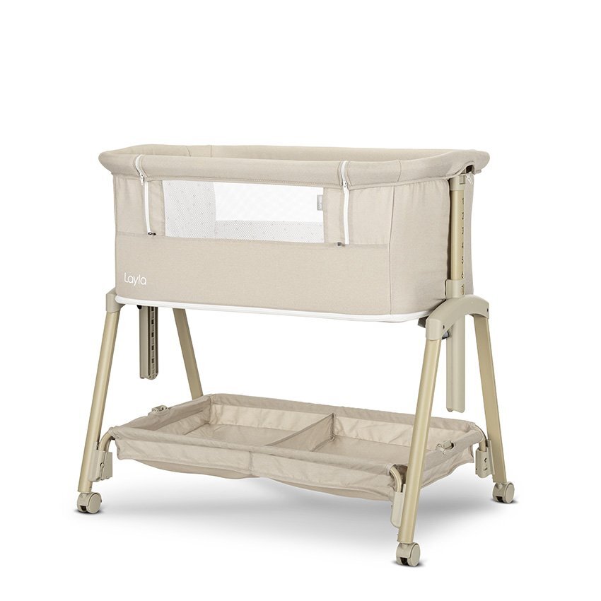 LORELLI Patut pentru copii Layla Beige 2 in 1 Co Sleeper cu latura pliabila reglabil pe inaltime sistem anti-reflux