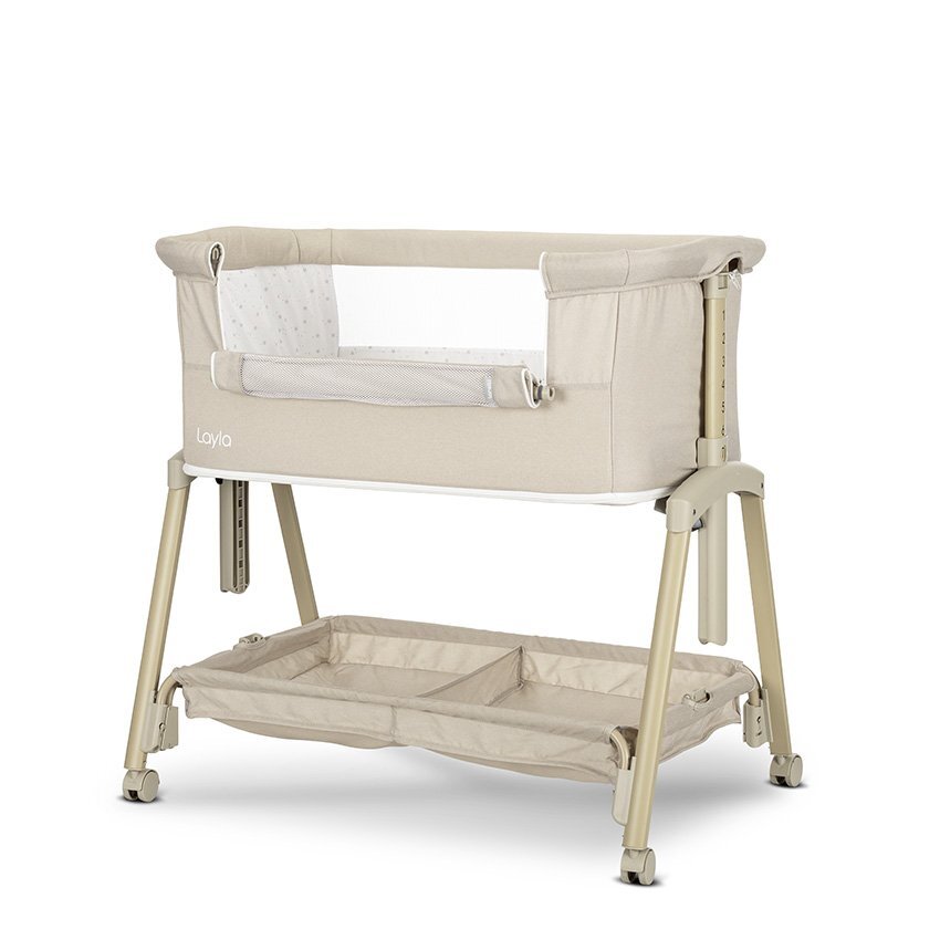 LORELLI Patut pentru copii Layla Beige 2 in 1 Co Sleeper cu latura pliabila reglabil pe inaltime sistem anti-reflux