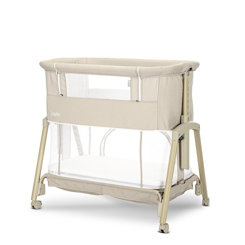LORELLI Patut pentru copii Layla Beige 2 in 1 Co Sleeper cu latura pliabila reglabil pe inaltime sistem anti-reflux