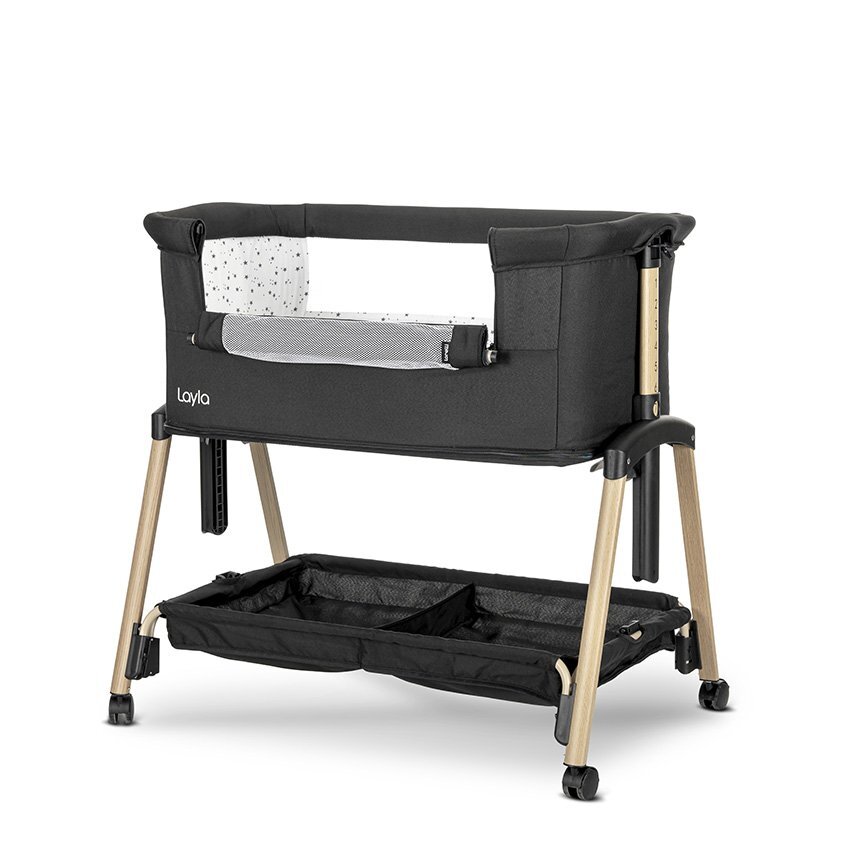 LORELLI Patut pentru copii Layla Black 2 in 1 Co Sleeper cu latura pliabila reglabil pe inaltime sistem anti-reflux