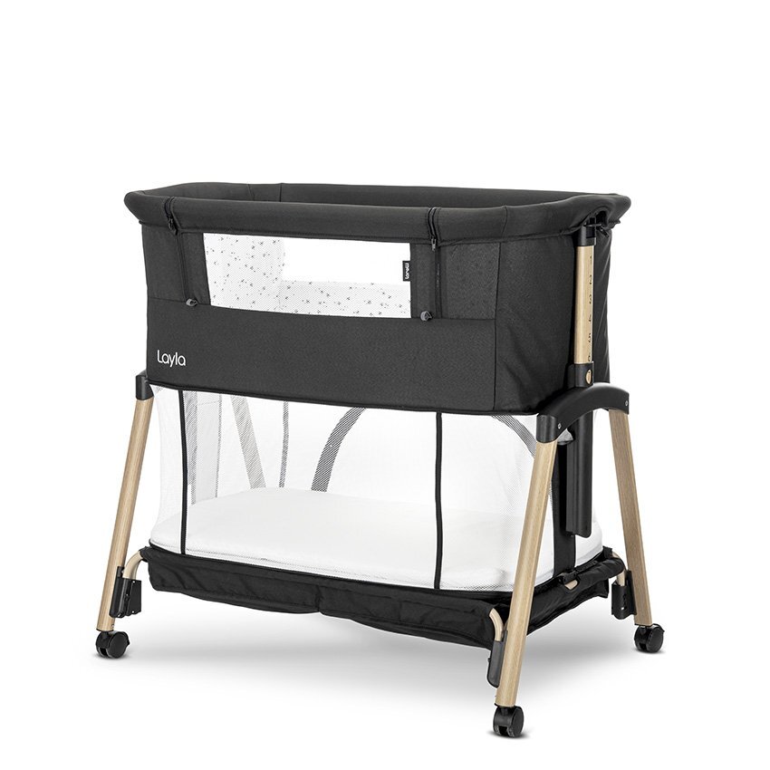 LORELLI Patut pentru copii Layla Black 2 in 1 Co Sleeper cu latura pliabila reglabil pe inaltime sistem anti-reflux