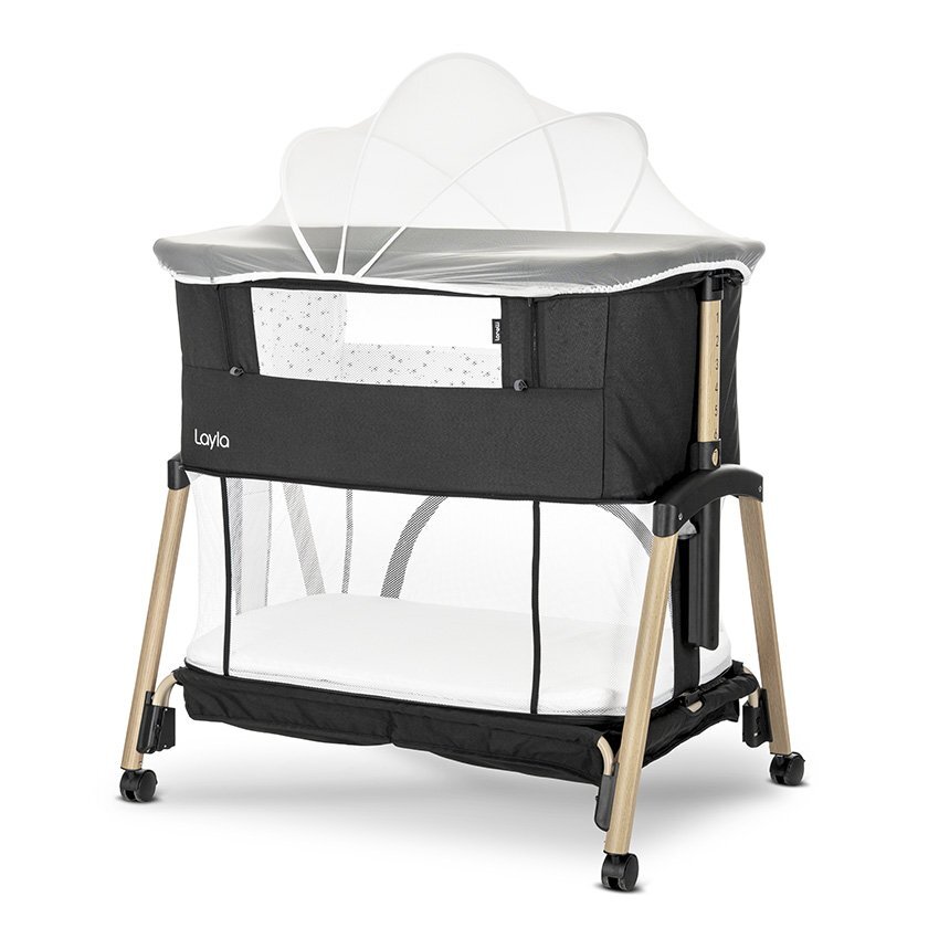 LORELLI Patut pentru copii Layla Black 2 in 1 Co Sleeper cu latura pliabila reglabil pe inaltime sistem anti-reflux