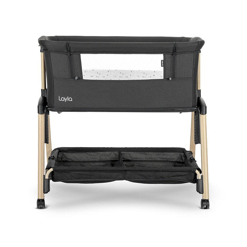 LORELLI Patut pentru copii Layla Black 2 in 1 Co Sleeper cu latura pliabila reglabil pe inaltime sistem anti-reflux