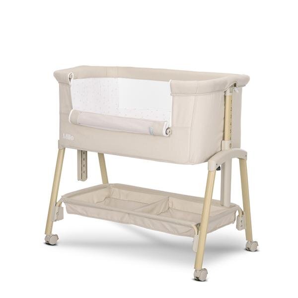 LORELLI Patut pliabil co-sleeper Millie Beige 0 luni+ maxim 9 kg inaltime reglabila 7 pozitii sistem antireflux plasa de tantari saltea inclusa