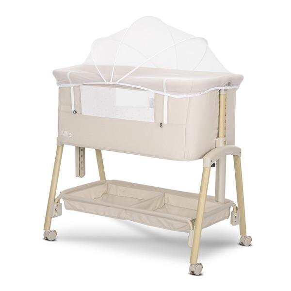 LORELLI Patut pliabil co-sleeper Millie Beige 0 luni+ maxim 9 kg inaltime reglabila 7 pozitii sistem antireflux plasa de tantari saltea inclusa