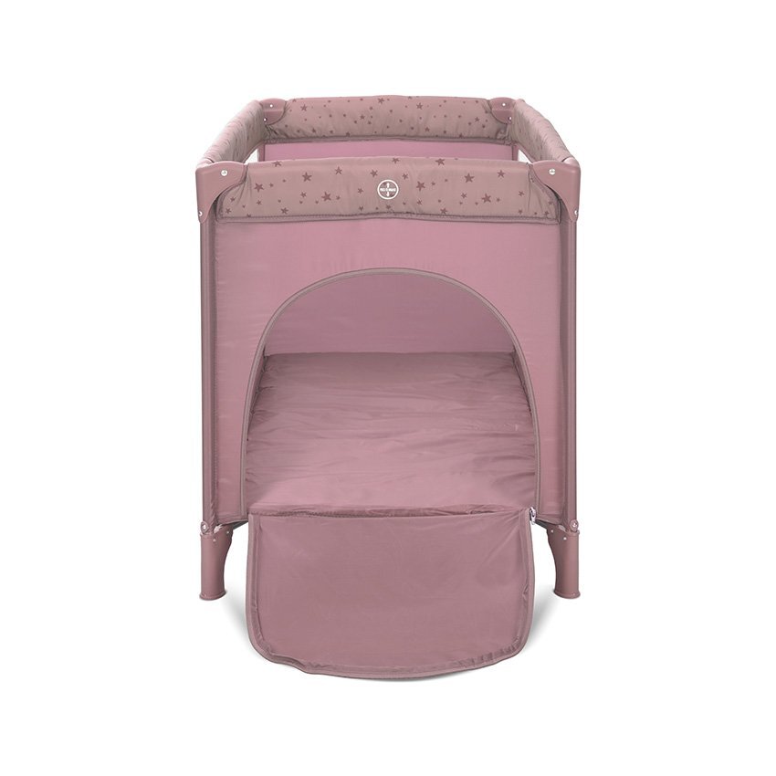 LORELLI Patut pliabil pentru copii Carina Pink Stars 2 nivele deschidere laterala cu fermoar prevazut cu roti cu frana