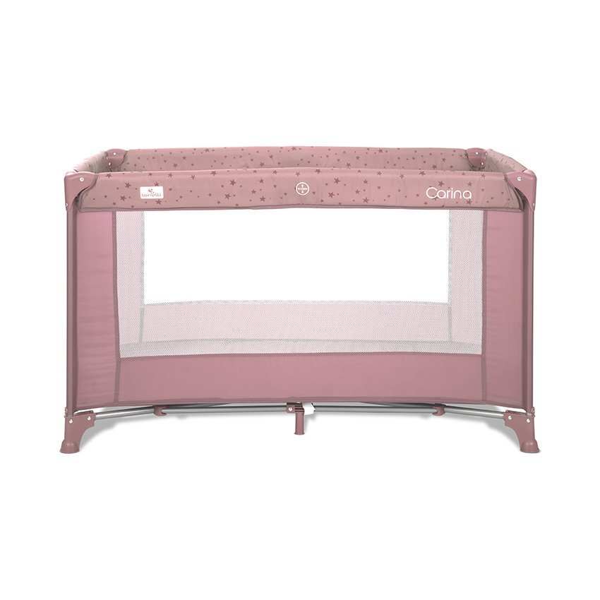 LORELLI Patut pliabil pentru copii Carina Pink Stars cu geanta de transport