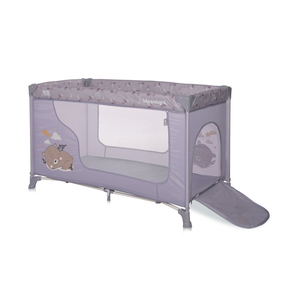 LORELLI Patut pliabil pentru copii Moonlight Grey Dream deschidere laterala cu fermoar geanta de transport