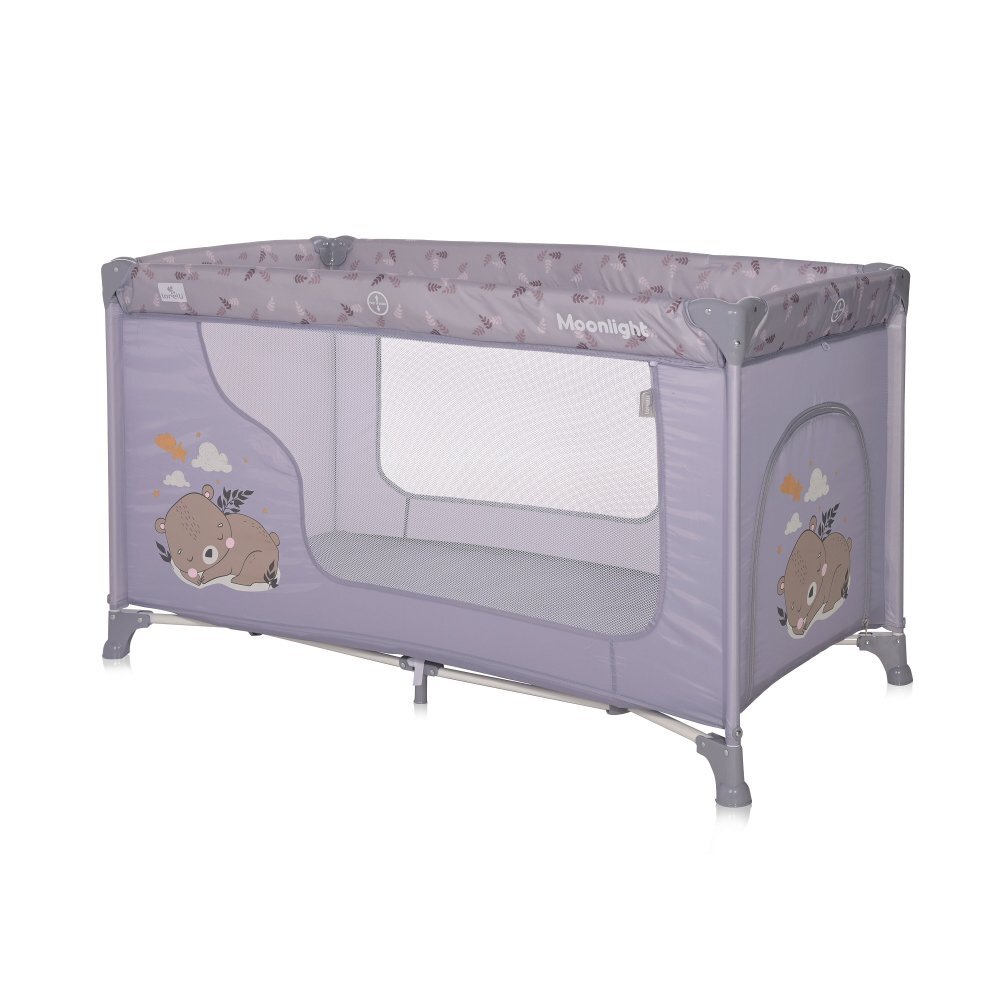 LORELLI Patut pliabil pentru copii Moonlight Grey Dream deschidere laterala cu fermoar geanta de transport