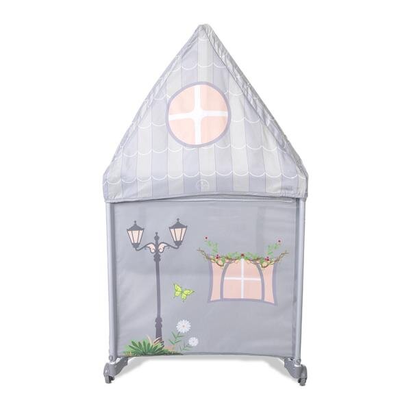 LORELLI Patut pliabil pentru copii Sweet Home Grey 2 nivele usa laterala cu fermoar capotina detasabila