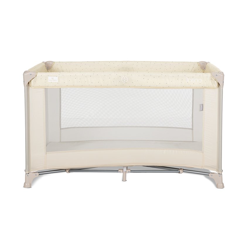 LORELLI Patut pliabil pentru copii Torino Beige cu saltea inclusa si usa laterala cu fermoar