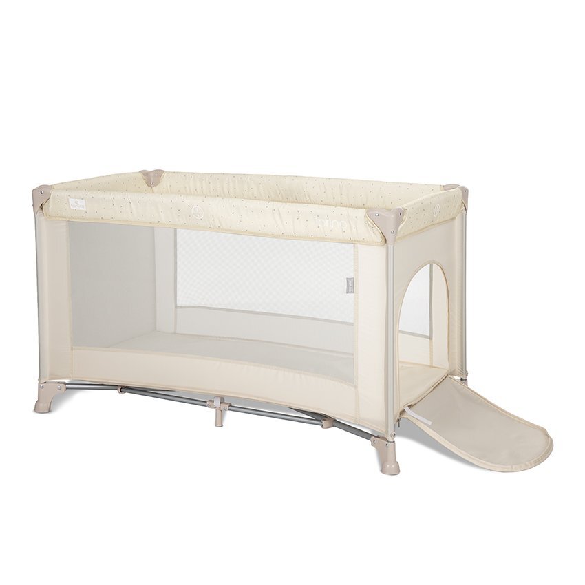 LORELLI Patut pliabil pentru copii Torino Beige cu saltea inclusa si usa laterala cu fermoar