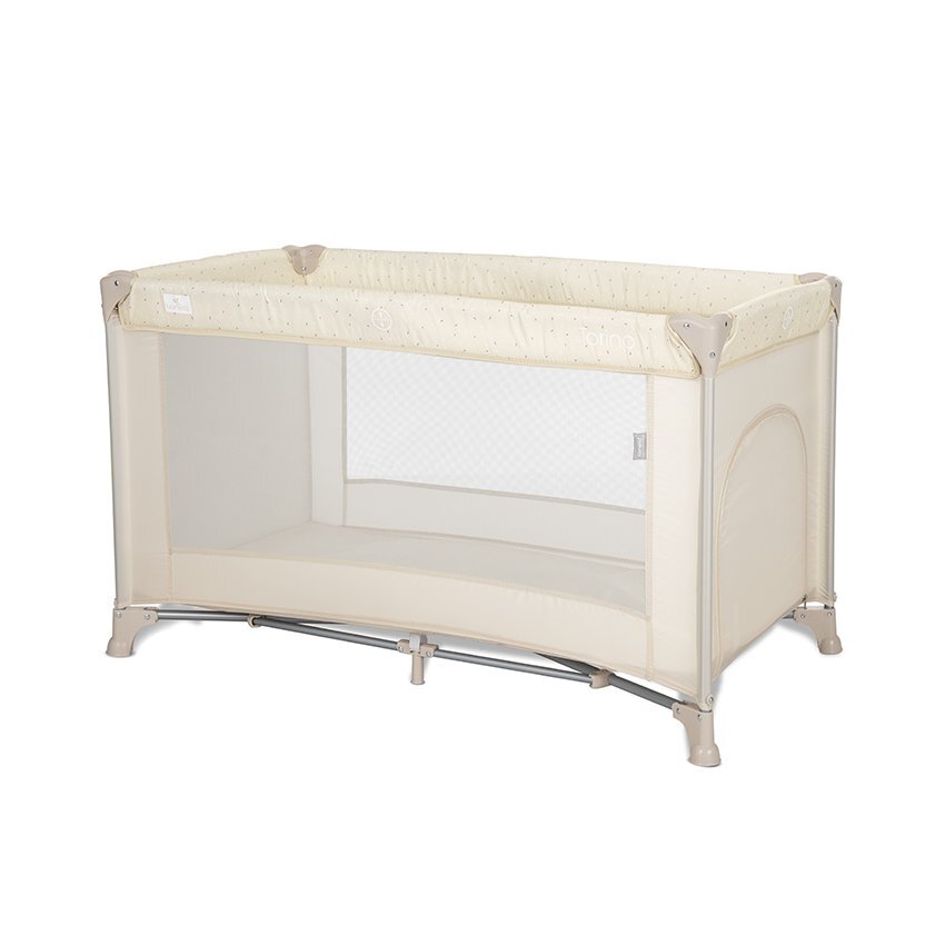 LORELLI Patut pliabil pentru copii Torino Beige cu saltea inclusa si usa laterala cu fermoar